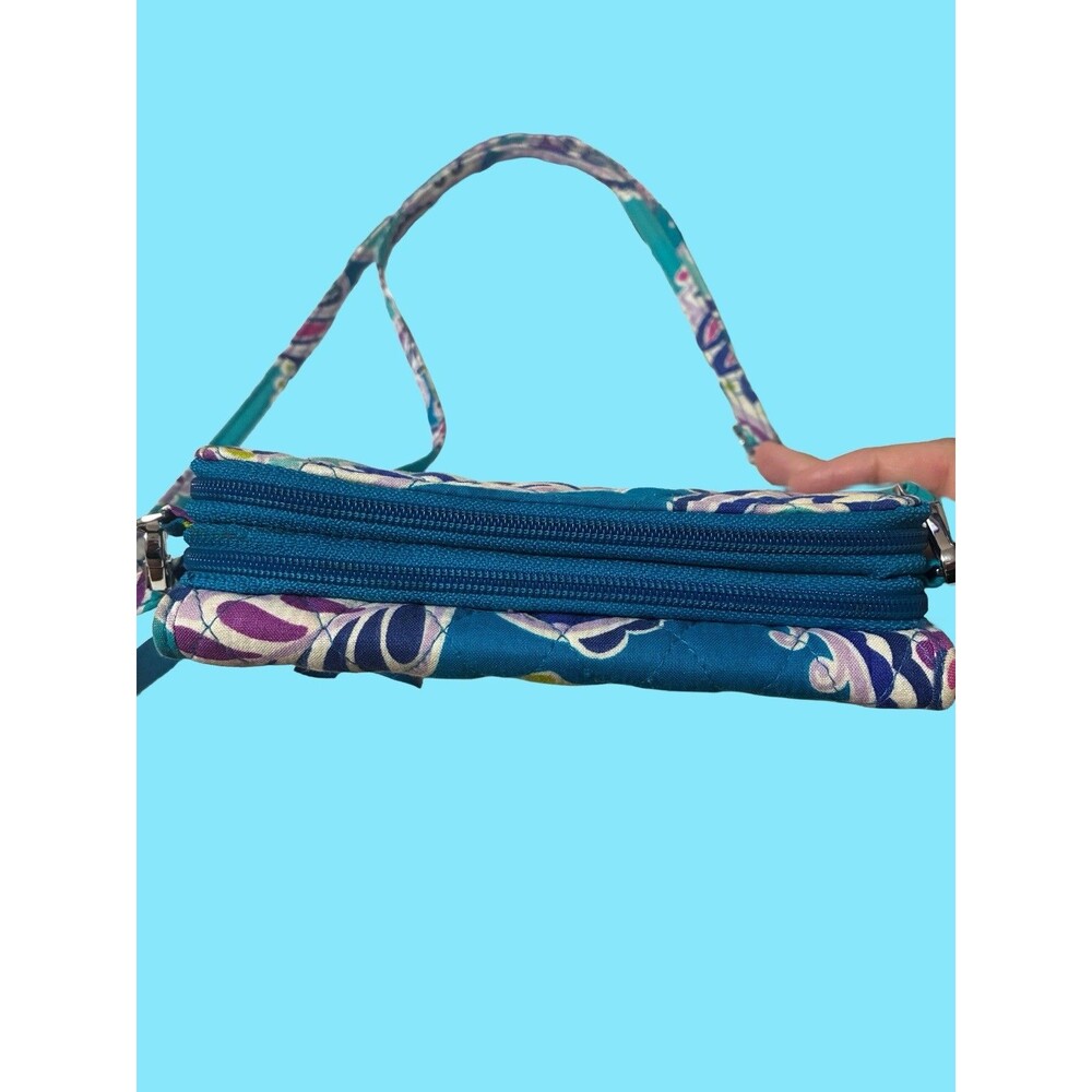 Vera Bradley Blue Paisley All-in-One Crossbody Wallet Wristlet Bag - Picture 5 of 10